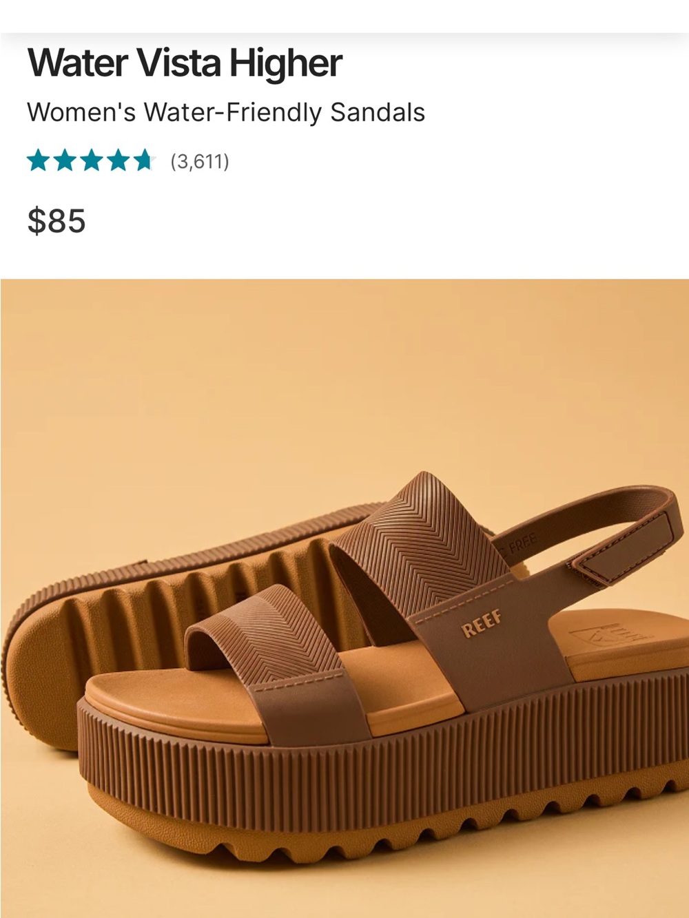 Reef Water Vista Higher Platform Sandals — Tan/Brown